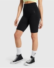 Set X 2 GYMSHARK FLEX CYCLING SHORTS Black Logo High Waisted GLSH4250 Size XS