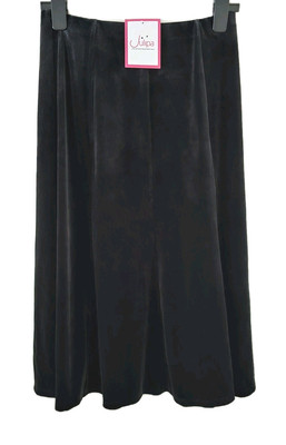 Julipa Damen Rock Midi abgesetzt elastischer Bund Velours Damen schwarz UK 10