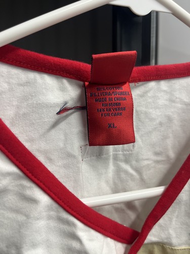Paco Jeans Camicia Uomo XL Bianco Rosso Manica Lunga Grafica Patch Jeans Con Atteggiamento - Foto 3 di 6