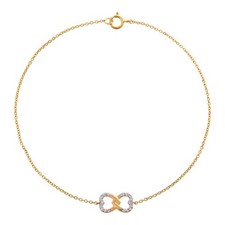 0.09 Ct Lab Grown Diamond Infinity Heart Bracelet 9K Yellow Gold Dainty Chain
