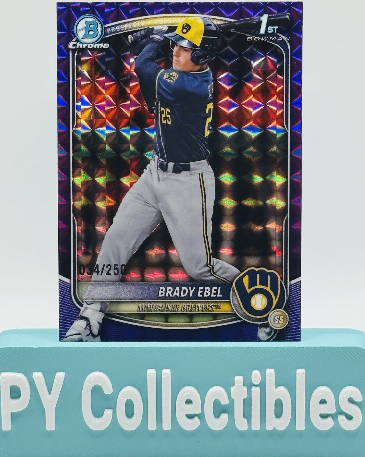 BRADY EBEL 2025 BOWMAN CHROME DRAFT 1ST PURPLE GEOMETRIC /250 BREWERS