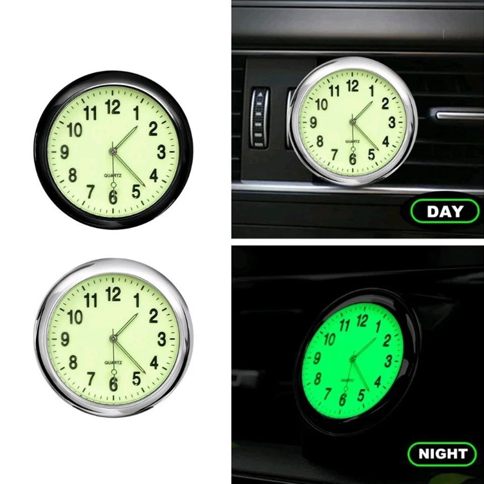 1/2pcs Mini Clock Luminous Quartz Analog Watch Stick-On Clock For Car Auto Home - Image 3 of 4