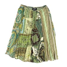 Vintage Y2K Whimsigoth Fairycore Boho Midi Skirt Cottagecore Earthy Green M