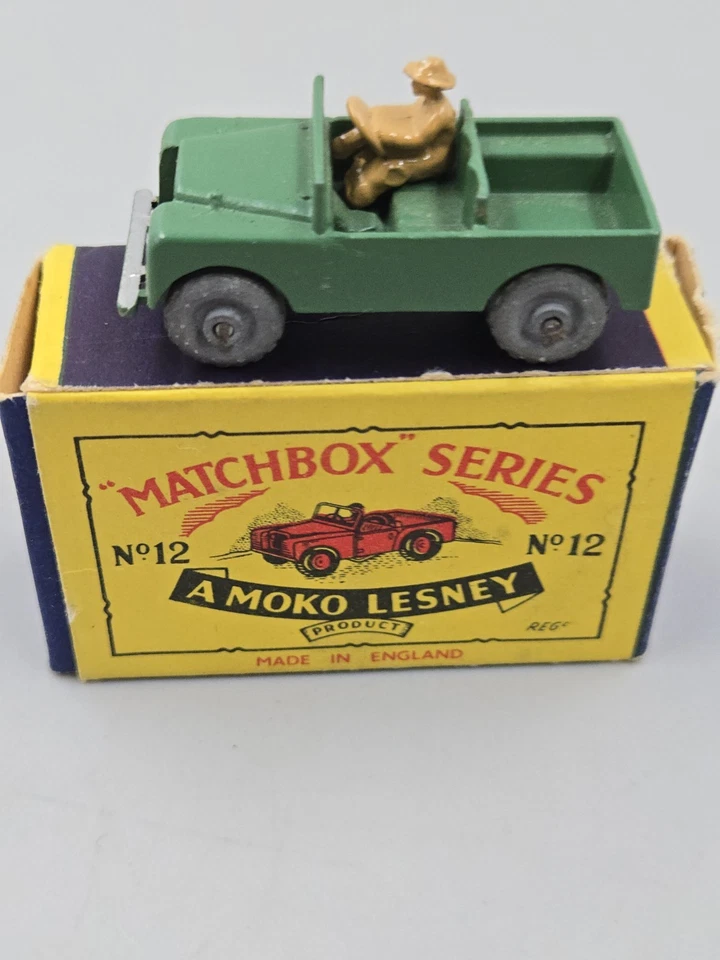 Vintage 1955 Matchbox Lesney #12 Land Rover Jeep With Driver In The Original Box - Image 2 of 4