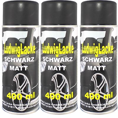 Schwarzmatt 3 Spraydosen Autolack Lackspray 400ml Ludwiglacke