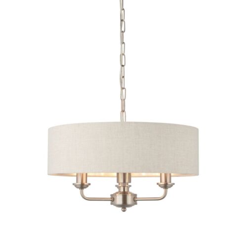 Endon 94361 Highclere 3 Light, brushed chrome, natural - Picture 1 of 10