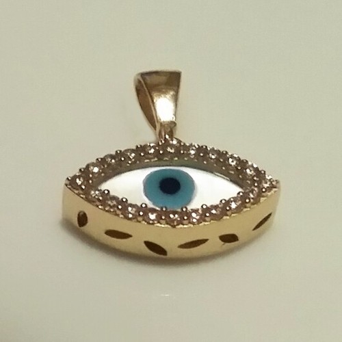 9ct 9K yellow Gold lucky evil eye charms pendants 10 designs. Made in Europe. - Picture 38 of 51