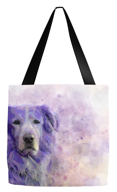 Tote bag All over print Dog 140 Golden Retriever Purple digital art L.Dumas