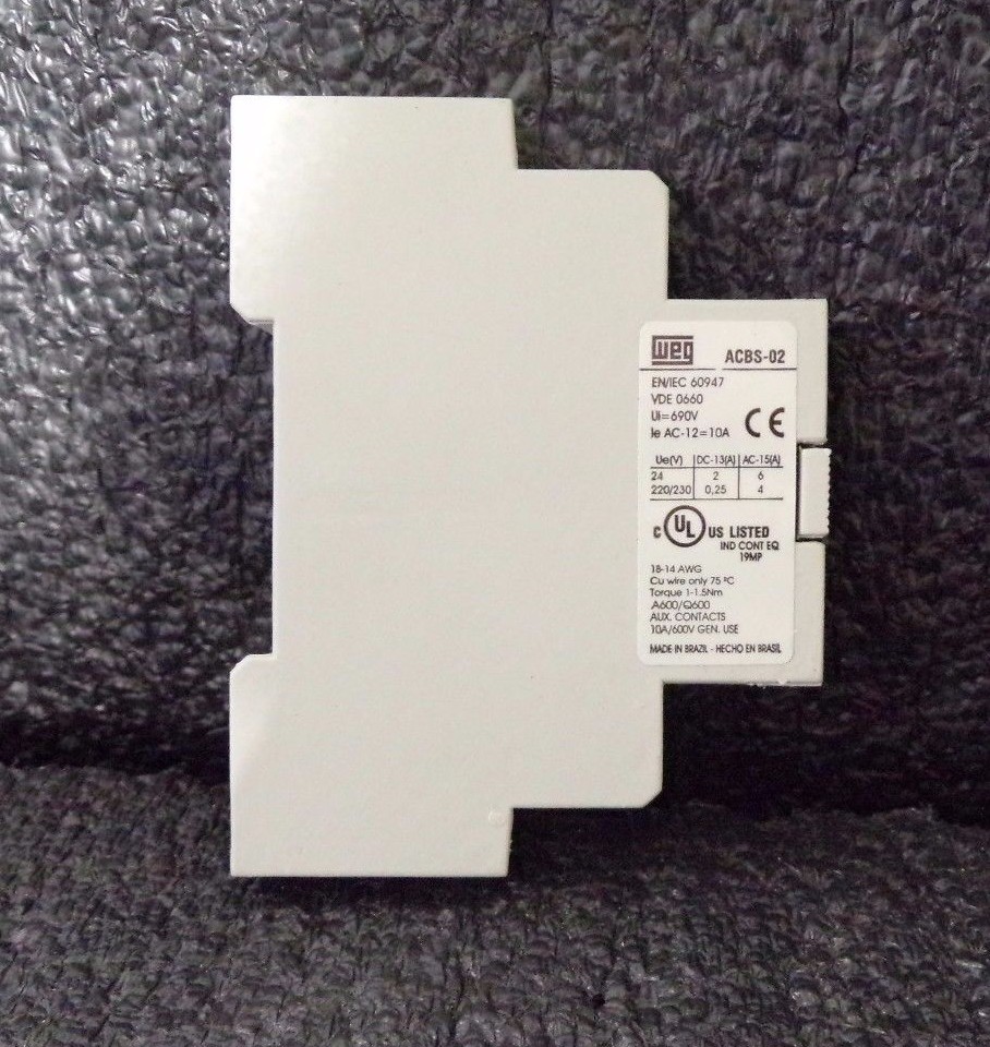 WEG Auxiliary Contact, 10 Amps, IEC Type, Side Mounting 12G633 (M)