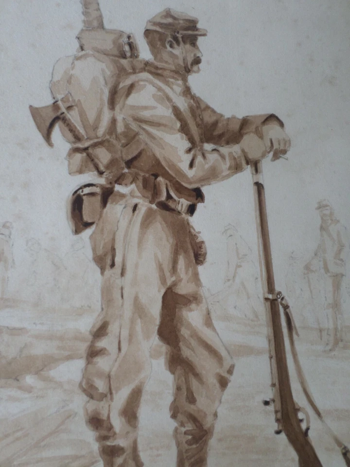 Gaston NOURY 1866-1936-dessin-lavis d'ap.Fac-similé Alphonse de Neuville-soldat - Photo 4/4
