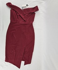 Women's Off Shoulder Cocktail Party Bodycon Split Dress Red Sz Medium