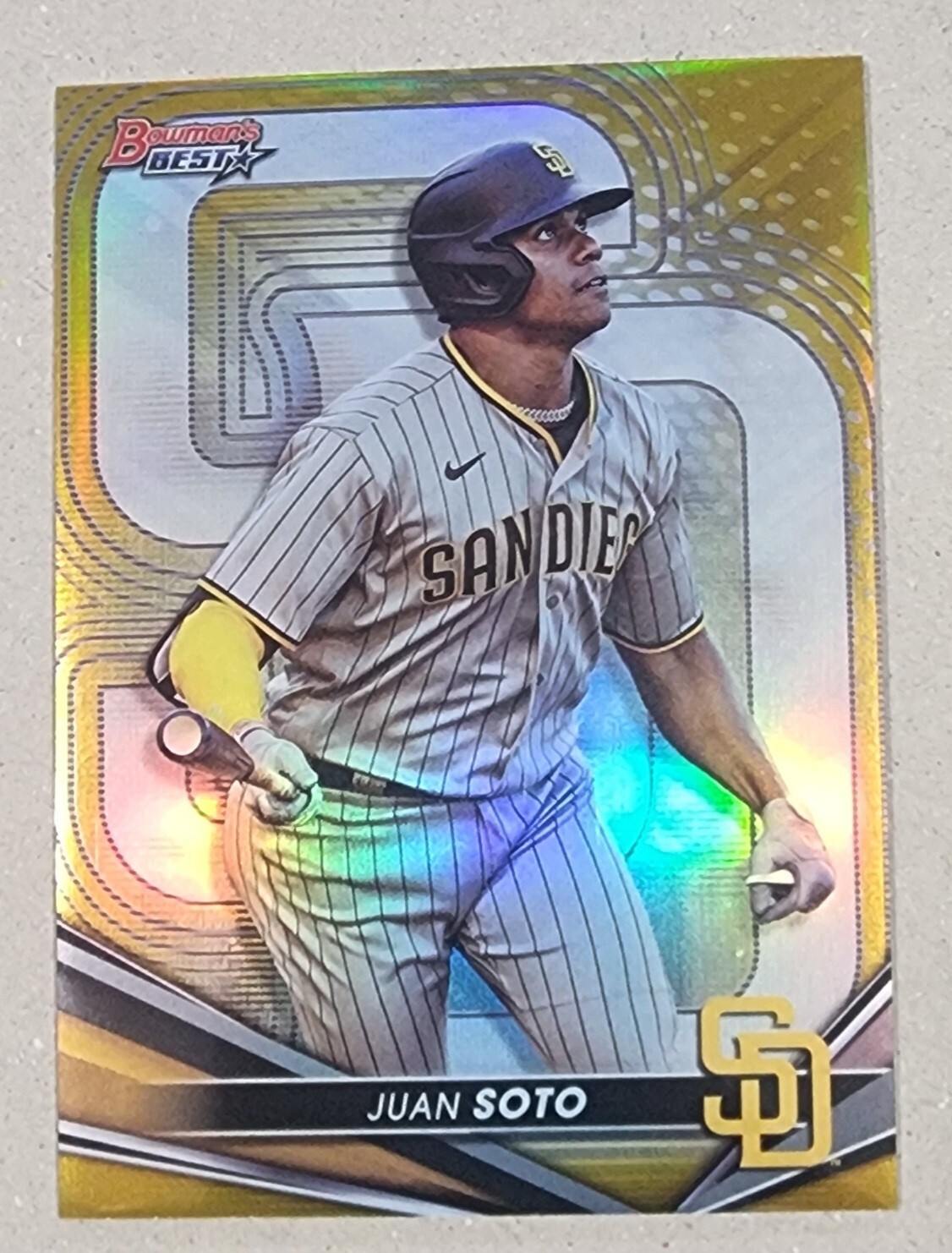 2022 BOWMAN'S BEST - JUAN SOTO #'D/50 GOLD REFRACTOR PADRES SP