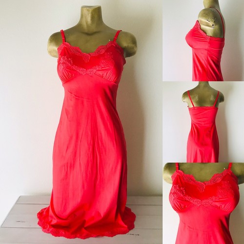 Vintage 60’s KAYSER Lace-Trimmed Coral Slip Chemise Size 32 - Picture 11 of 12