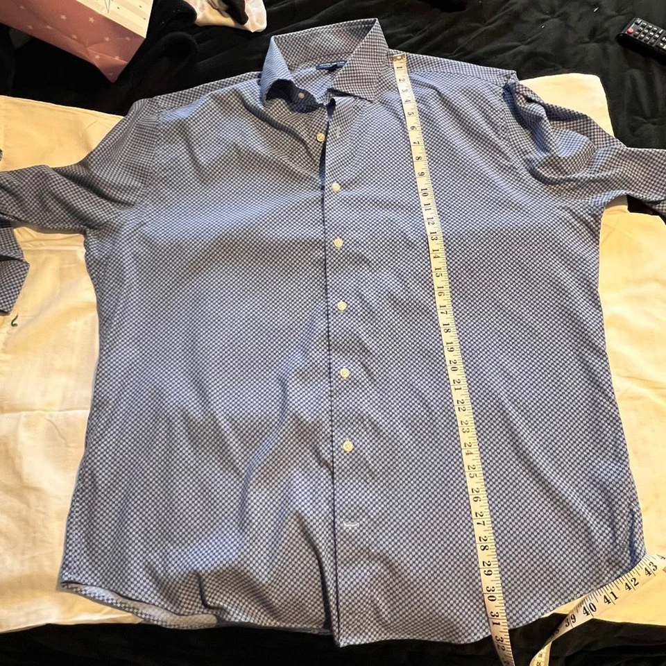 Camisa Peter Millar Corona Artesanal Azul Rendimiento Abotonada Manga Larga -Talla XL Foto 4 de 4