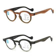 2 Pack Wood Anti-Blue-Ray Intelligent Progressive Multi focus Reading Glasses