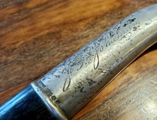 Bastón de plata esterlina con mango de ladrón, bastón de madera negro de la era georgiana regalo Foto 4 de 4