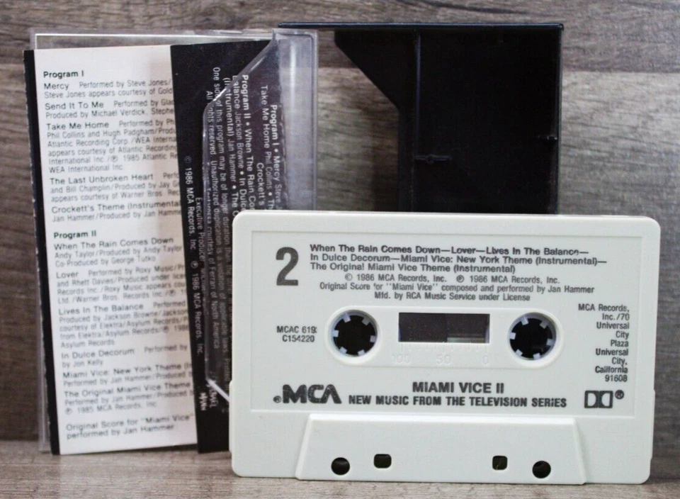 VTG 1986-Miami Vice II 2 Soundtrack Cassette Tape- Various Artists- MCA Records Foto 4 de 4