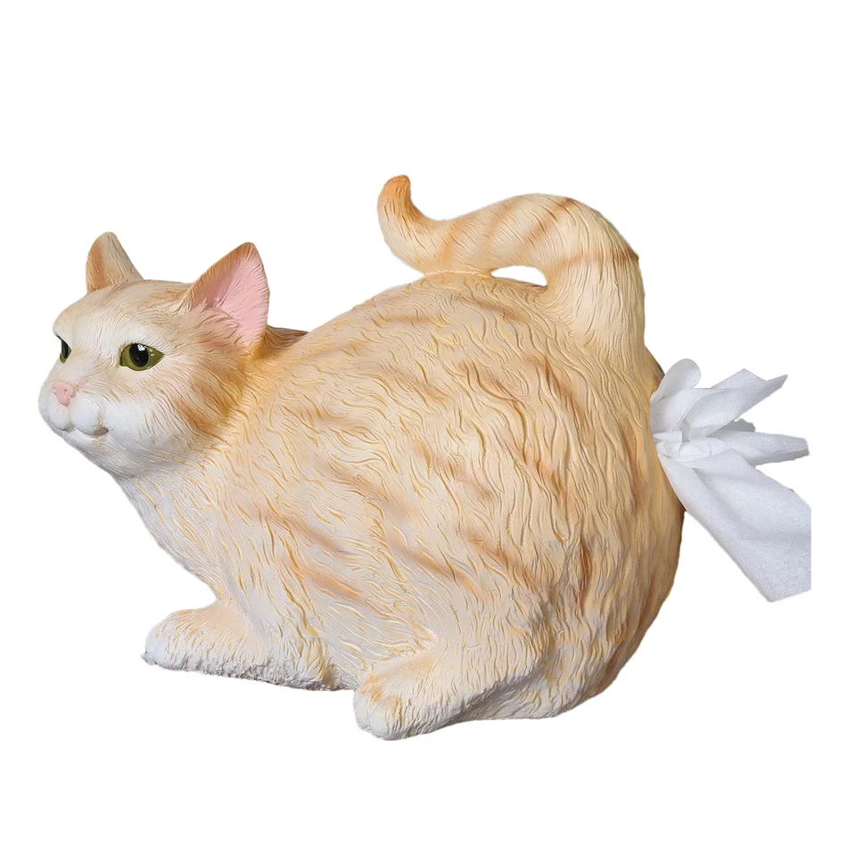 Organizador de papel facial de resina con soporte para pañuelos para gatos dispensador caja de pañuelos para glúteos de gato Foto 3 de 4