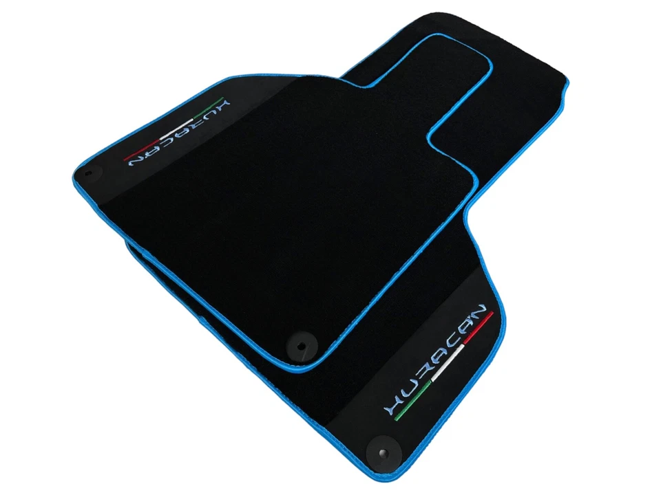 Black Floor Mats For Lamborghini Huracan 2014-2023 Tailored Light Blue Trim - Imagen 4 de 4