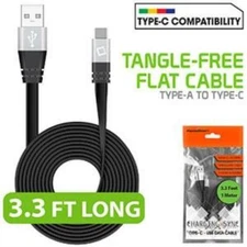 USB A to USB C Charging Data Sync Tangle Free Flat Cable iPhone 15 Galaxy S21