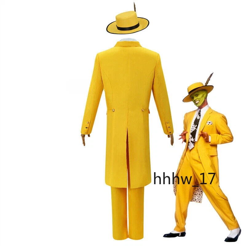 La Máscara Jimcarrey Juegos con disfraces utilería Halloween Disfraz Conjunto Hombres Uniforme Traje Amarillo Foto 4 de 4