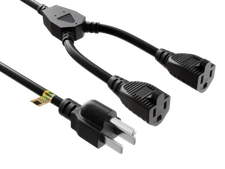 36 inches NEMA 5-15P to Dual 5-15R Power Extension Cord Splitter 14AWG 15A/12...