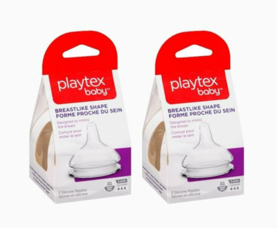 2 PACK Playtex Baby Breastlike Fast Flow Baby Bottle Nipples For VentAire Or Nur