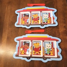 Daniel Tiger Mealtime Fun Kids Melamine Divider Plate Dish Set Trolley Cable Car