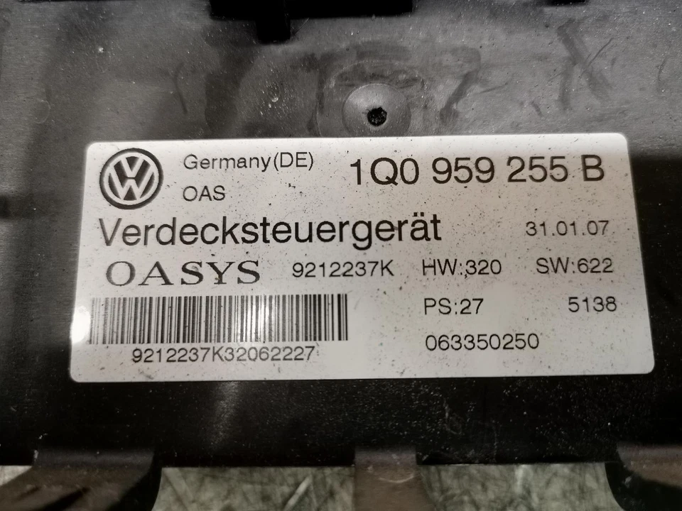 VOLKSWAGEN EOS CONVERTIBLE ROOF ECU 2006-2011 1Q0959255 #90845 - Image 4 of 4