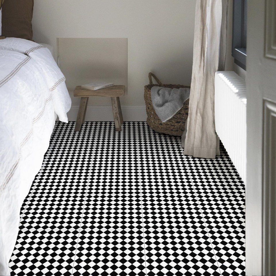 Peel and Stick Floor Tile Black and White Waterproof Vinyl Flooring