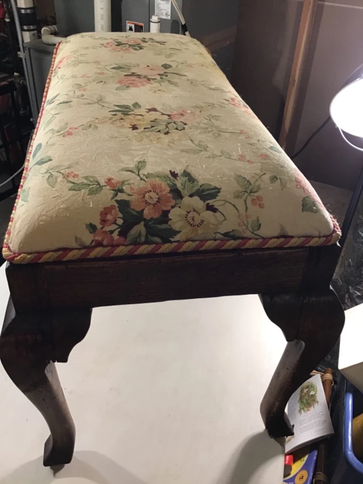 Antique Late 1800’s Bedside Bench With Floral Pillow 38”Lx20”Wx20”H Read Below - Image 2 of 4