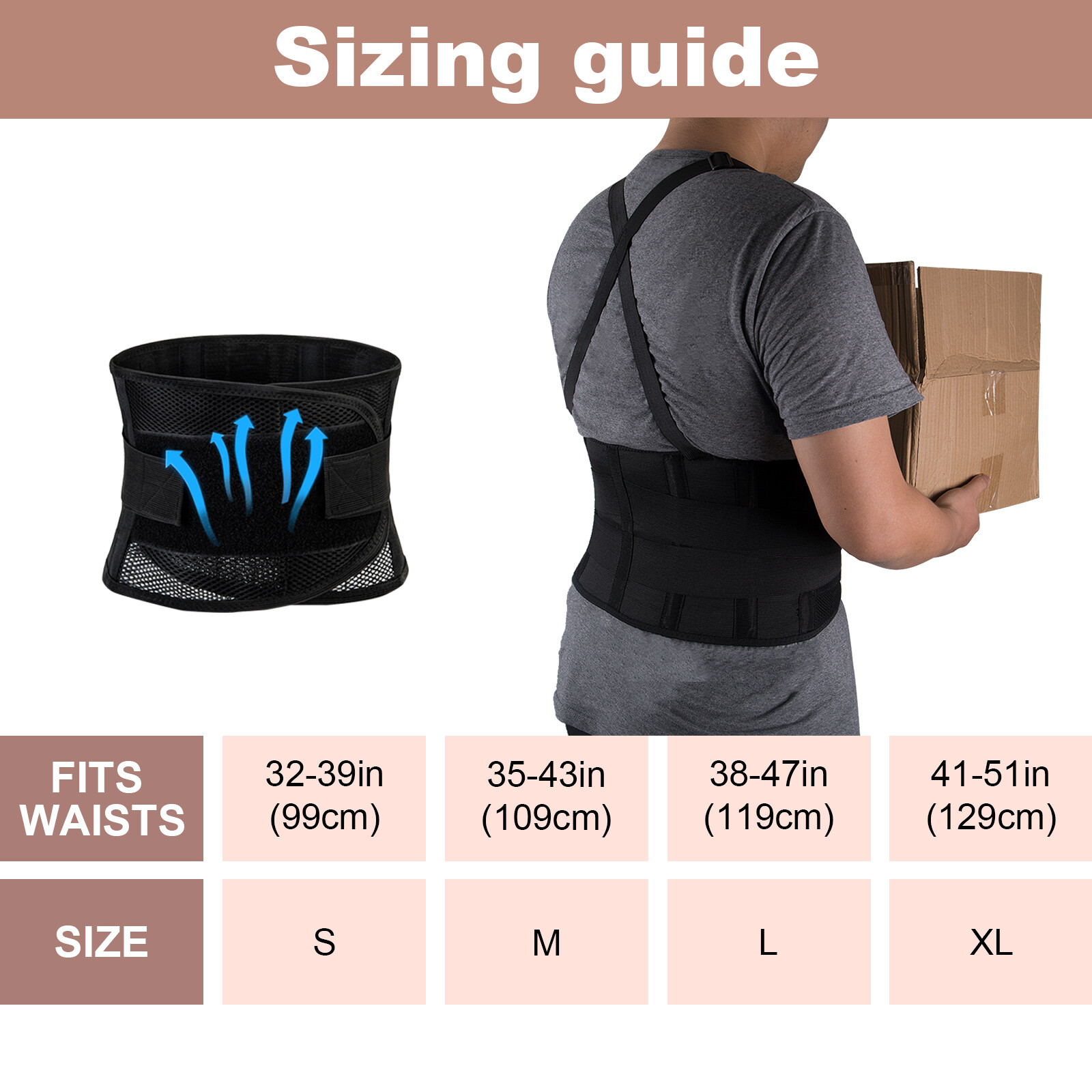Work Lumbar Brace for Moving Construction Warehouse Heavy Lifting Back