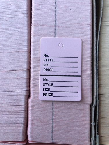 3 Boxes Of 1000 Price Tags Perforated 2 Part Garment Merchandise •Unstrung - Picture 3 of 9