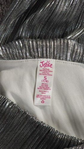 Justice Girls Silver Striped Ruffle One Shoulder Jumpsuit, Size S 7-8 - Picture 5 of 5