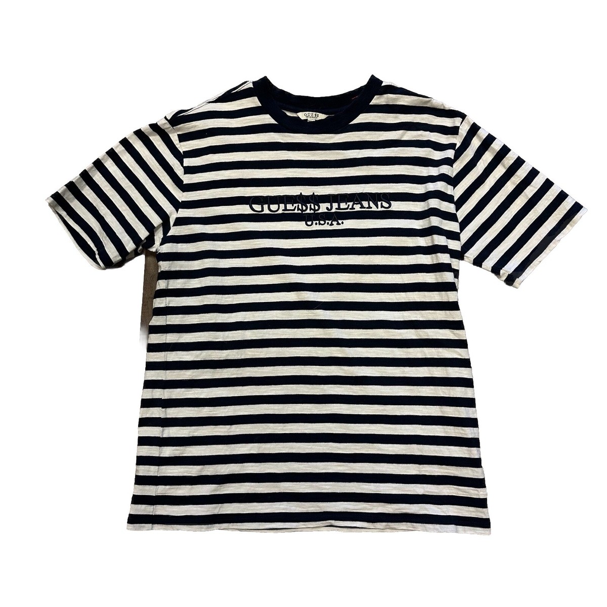 GUESS JEANS USA ASAP ROCKY STRIPED TEE T-SHIRT GUE$$ NAVY BLUE