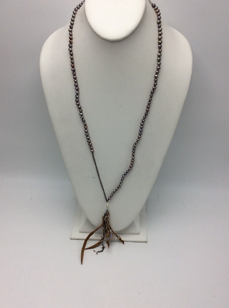 新品　CHAN LUU　Grey pearl silver necklace Martine Necklace Grey Pearl – Chan Luu