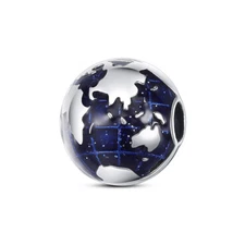 MULA European Enamel Globe Clip DIY Charm For Women Bracelet 925 Sterling Silver
