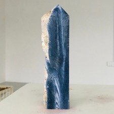 268g Natural Amazing Rare Blue Coral Jade Jasper Tower Point mineral Healing F3