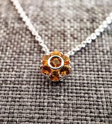 PASQUALE BRUNI 18k White Gold & Cssrite Flower Pendant Necklace 15.7inches USED