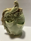 Vintage McCoy Strawberry Vase, Green With Peacock