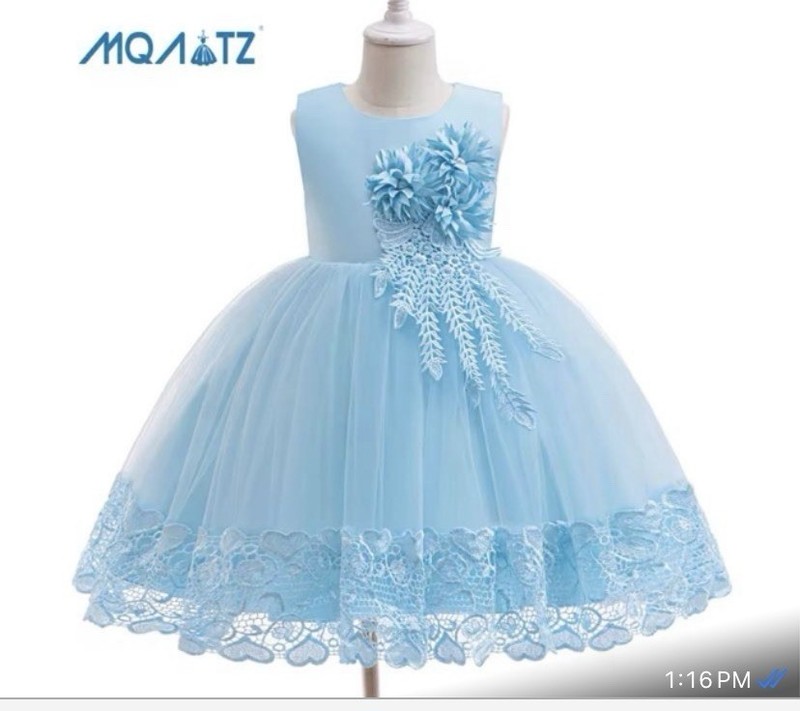 MQAOTZ Girls 5T Sleeveless Tulle Ball Gown Knee Dress Lace Flower Formal