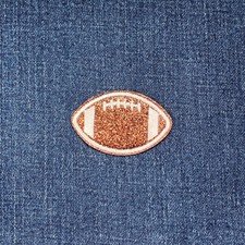 Glitter Football Applique Patch - Small Sparkly Embroidered Sports Badge 2"