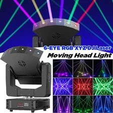 6-Eyes RGB XYZ Dj Laser Light Moving Heads DJ Disco Show Bar DMX Lighting