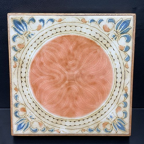 Vintage Sassuolo Italian Wood Framed Tile Trivet Artist Signed Norlyn Dull Boho - Picture 1 of 9