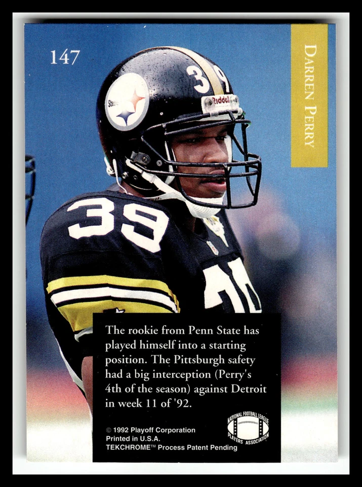 1992 Playoff #147 Darren Perry - Image 2 of 2