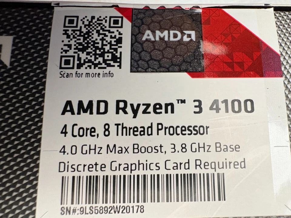 Windows 11 - AMD Ryzen 3 4100 - 3.8GHz 4 Core - 8 Thread CPU - Image 2 of 4