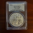 2014 American Silver Eagle - PCGS MS70 First Strike - Silver Foil Label