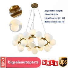 Modern Chandelier Gold Glass Globe Pendant Lamp Mid Century Ceiling Light Decor