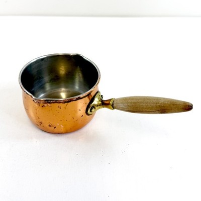 Vintage Tagus Copper Melting Pot Small Miniature with Wood Handle Portugal