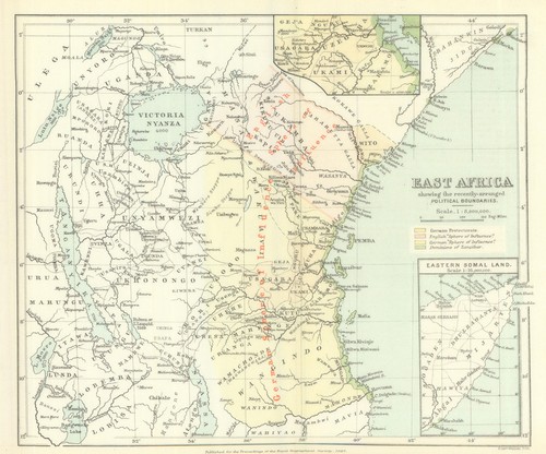 East Africa boundary settlement—Scramble for Africa—Kenya—Tanzania—RGS 1887 map